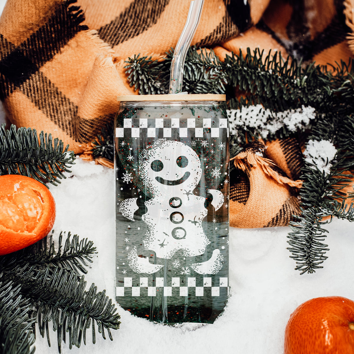 Aesthetic Christmas drinkware retro gingerbread glass tumbler 17oz - Vintage holiday coffee cup bamboo lid
Christmas gifts for her retro gingerbread glass cup 17oz - Holiday coffee tumbler bamboo lid straw